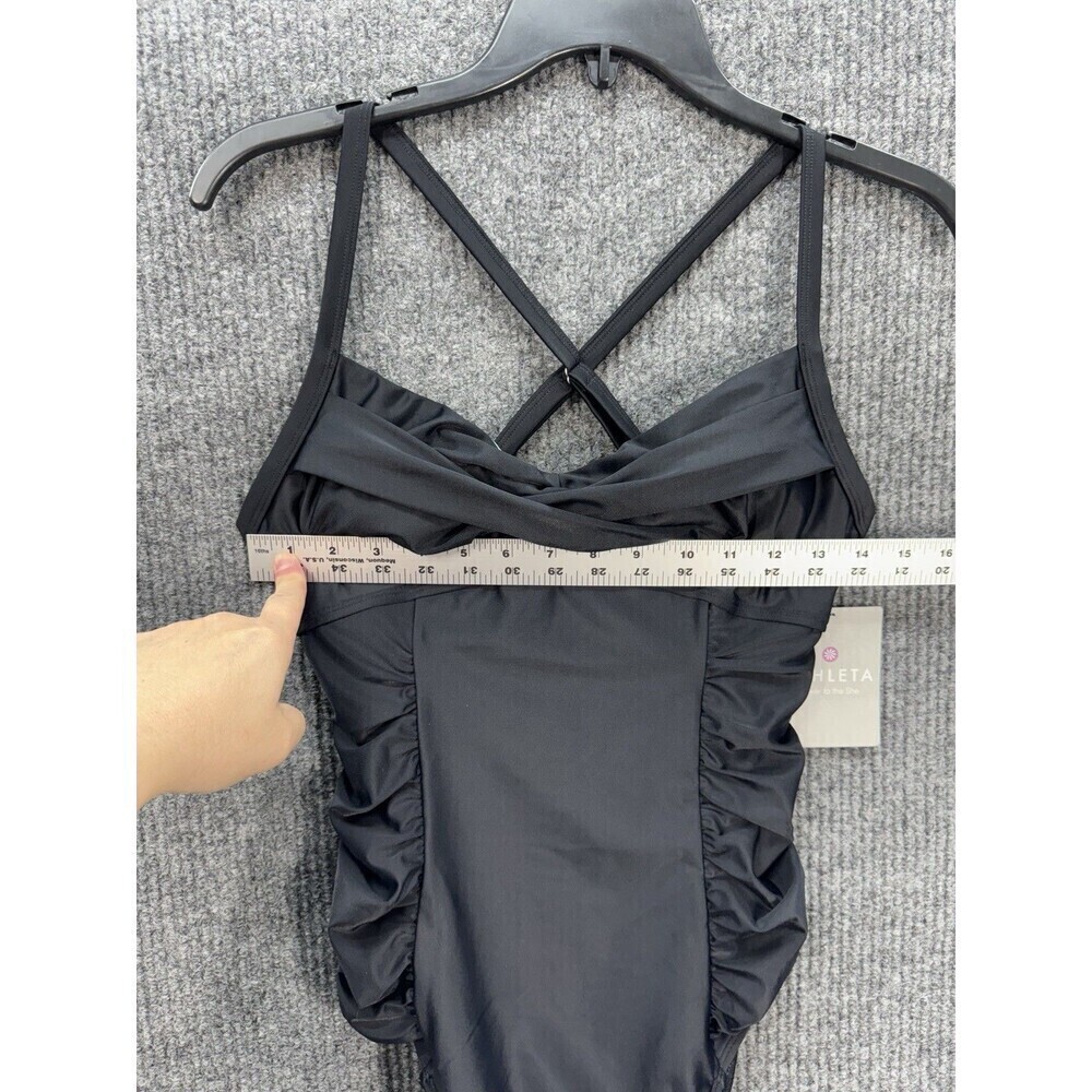 Athleta Twister Swimsuit One Piece Womens 36 B/C Black Underwire Ruched Side NEW - Picture 9 of 11